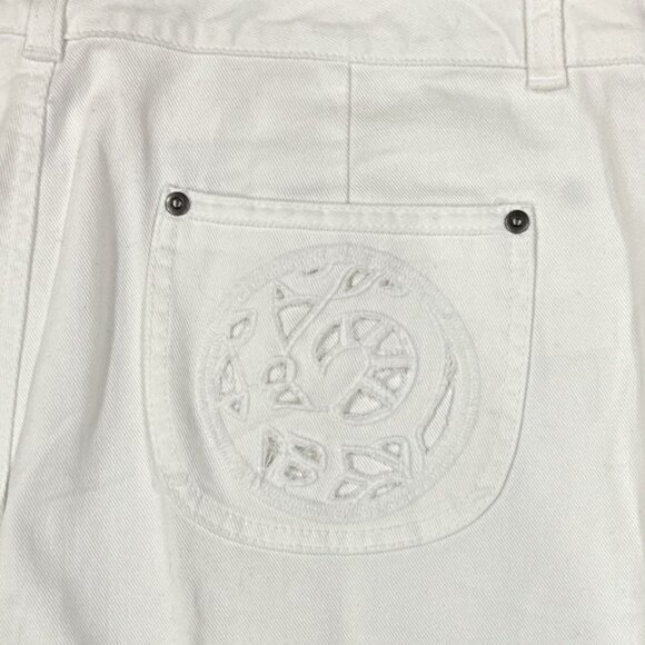 INC White Embroidered Flare Jeans Womens Petite 12P Stretch Comfort Wide leg - Picture 4 of 10